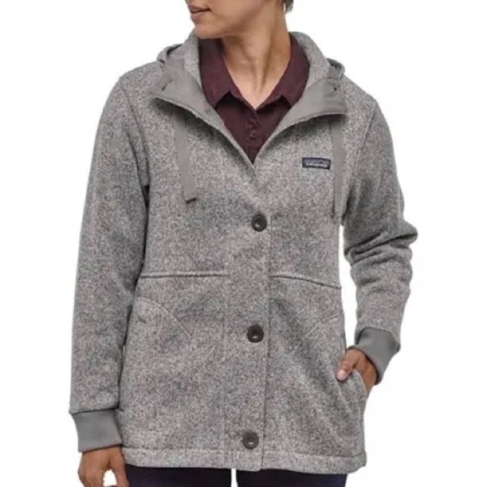 PATAGONIA Better Sweater Coat Birch White Fleece Button Up Hoodie Jacket